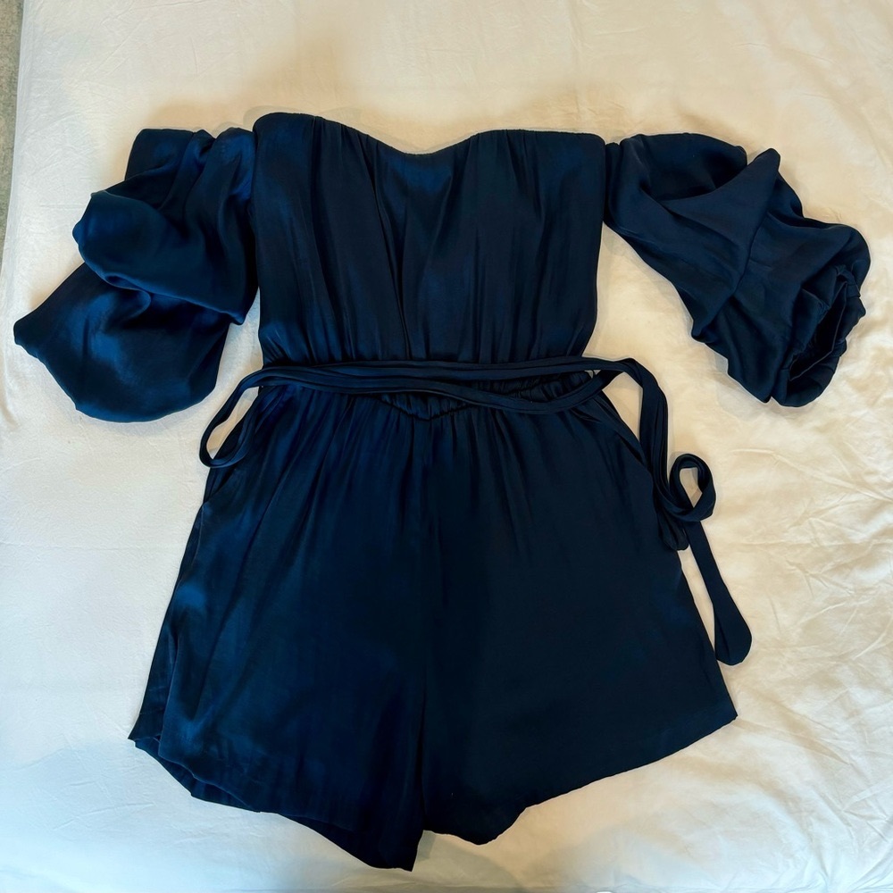 Bardot Navy Silk Jumper